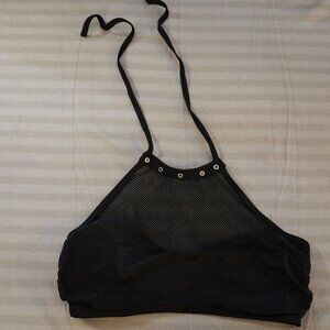 Hot Topic Black Fishnet Grommet Halter Swim Top XL